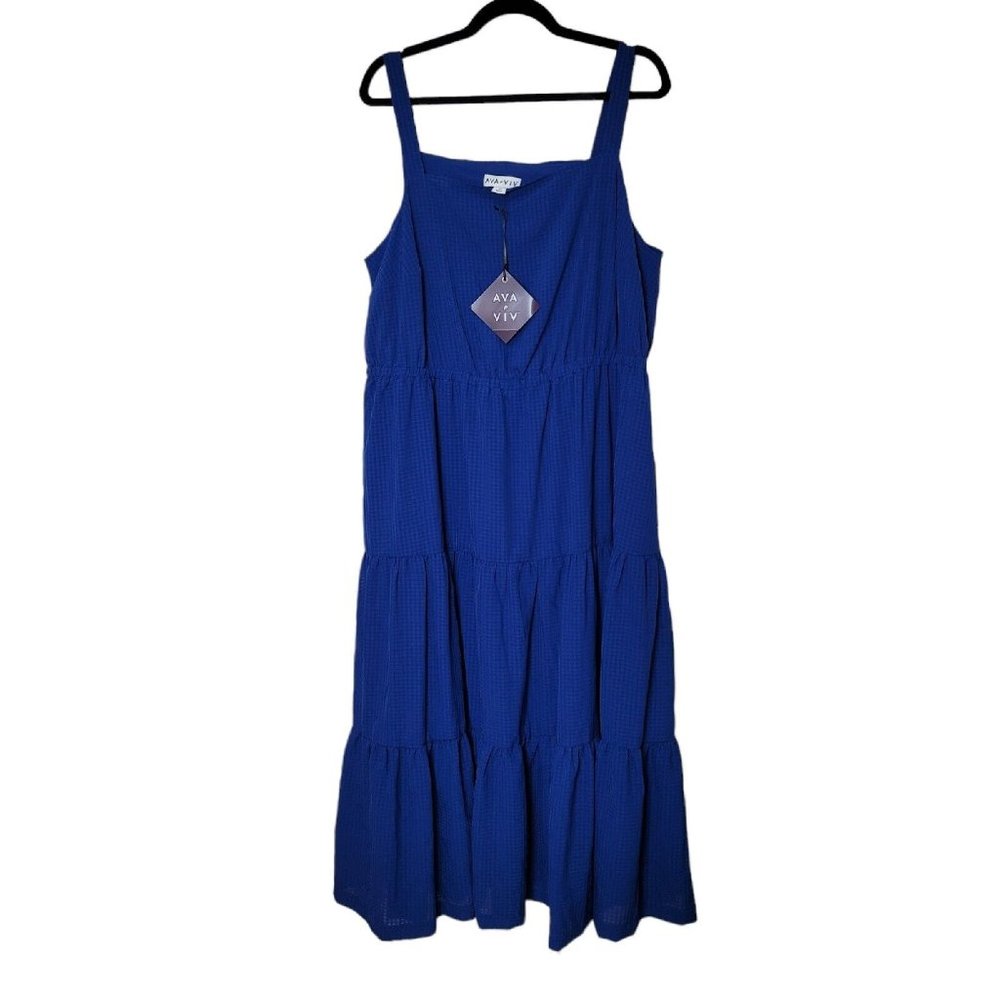 Ava & Viv Women’s Black and Blue Plus Size Tank Dress - New With Tags - Size 1X